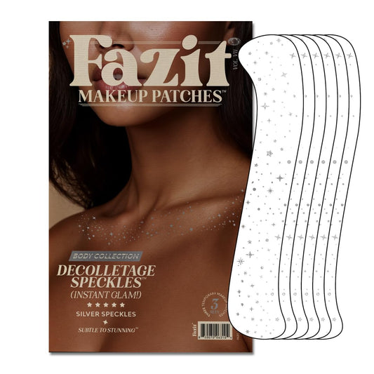Fazit makeup patches with silver decollatage speckles for radiant sparkle.