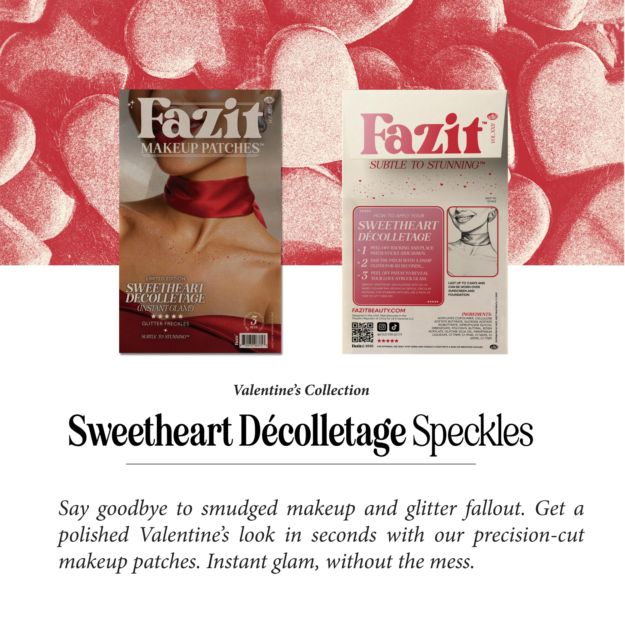 60-second application for quick, playful decolletage sparkle.