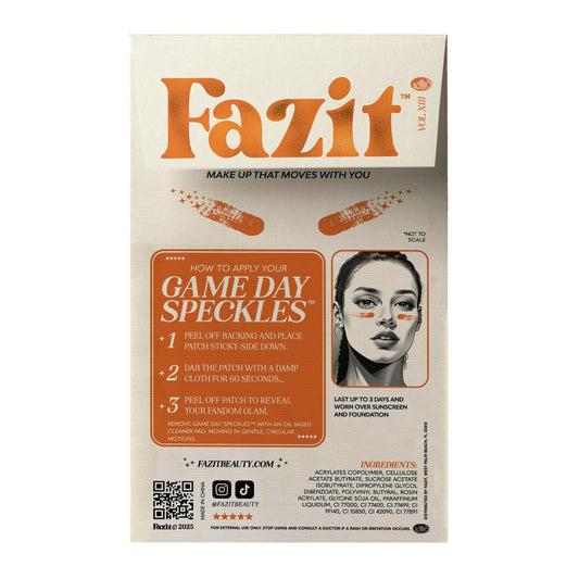 Fazit patches waterproof swatch shows long-lasting sparkle for outdoor events.