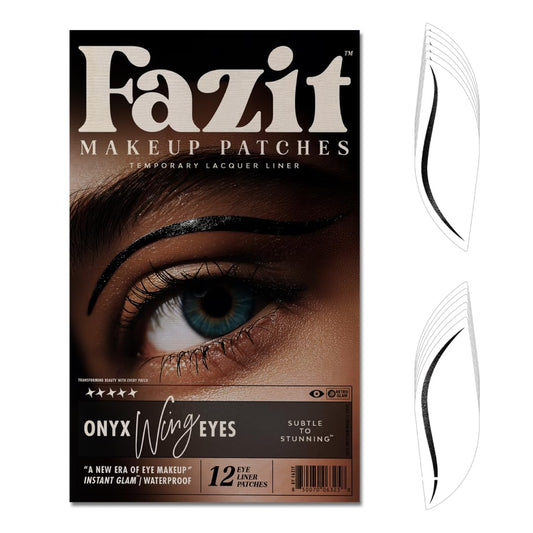 Fazit Onyx Wing Eyes patches shimmering speckles that last all day.