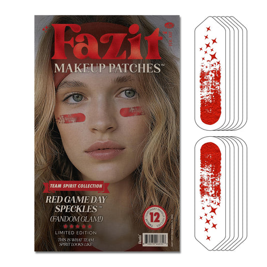 Fazit makeup patches red game day speckles for a bold glittery look