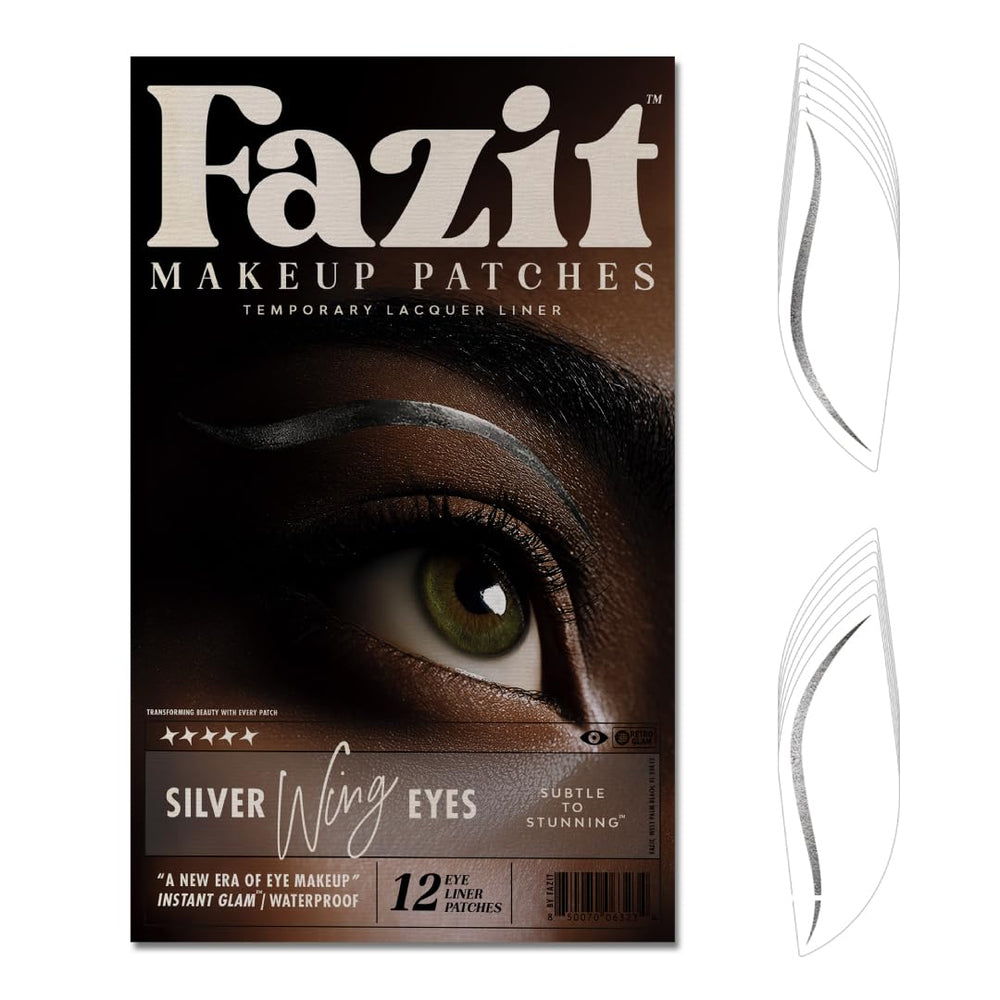 Fazit Silver Wing Eye Patches close-up highlighting glittery silver wings for instant glow.