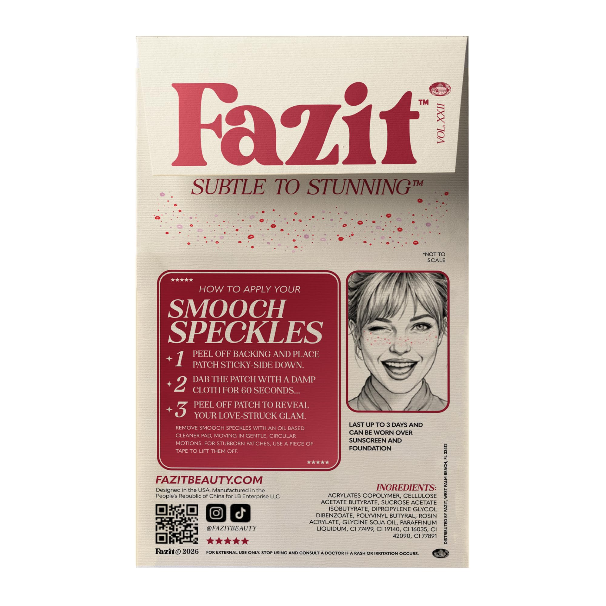 Fazit Smooch Speckles patch on skin for quick glitter accents