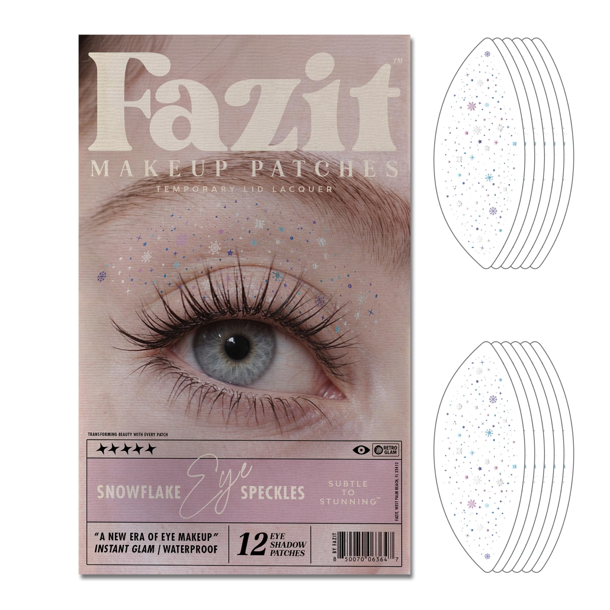 Fazit Snowflake eye speckles patches add radiant glitter for a playful festival vibe