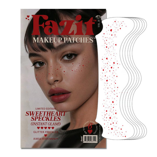 Fazit Sweetheart Speckles patch close-up showing glitter texture for radiant skin