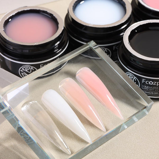 Fcozpjk builder gel clear base for a smooth foundation on nails.