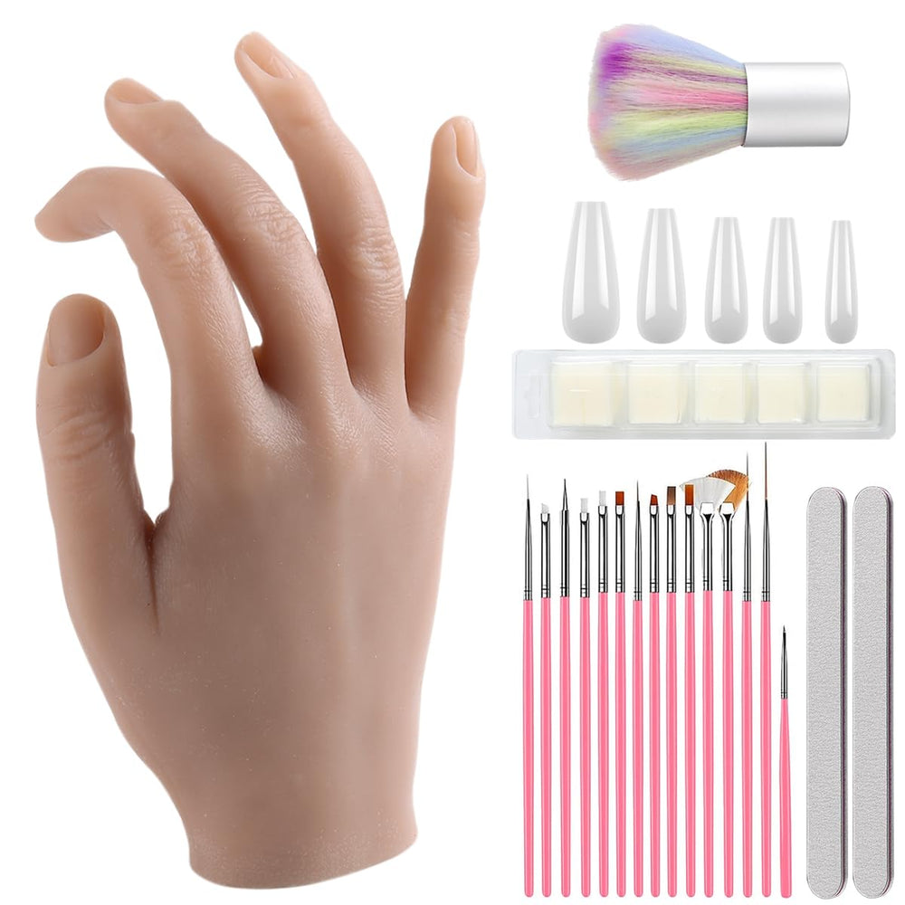 Fcozpjk silicone practice hand with soft, skin-like touch for nail art training