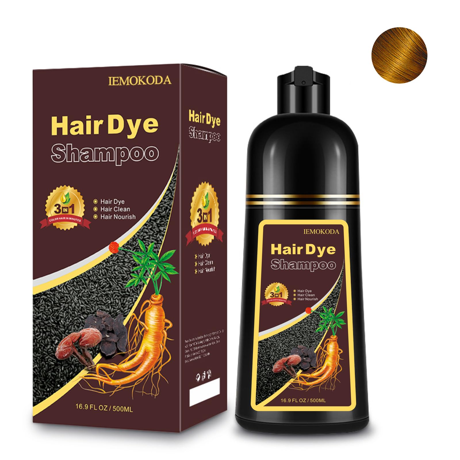Fedulili Blonde Brown Hair Dye Shampoo 3-in-1 bottle-pump for effortless at-home color.