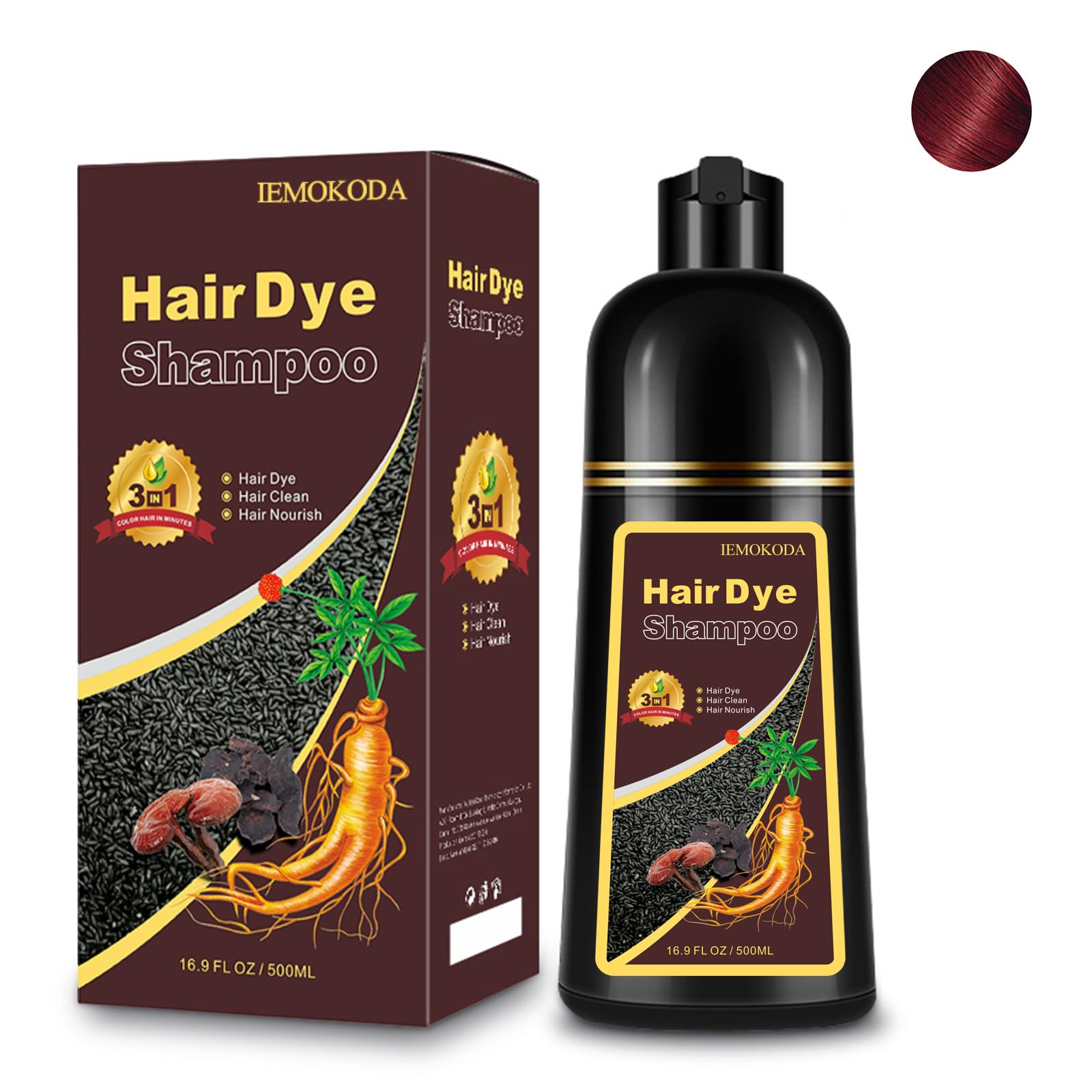 Fedulili Hair Dye Shampoo bottle showing easy press-and-apply action for quick color