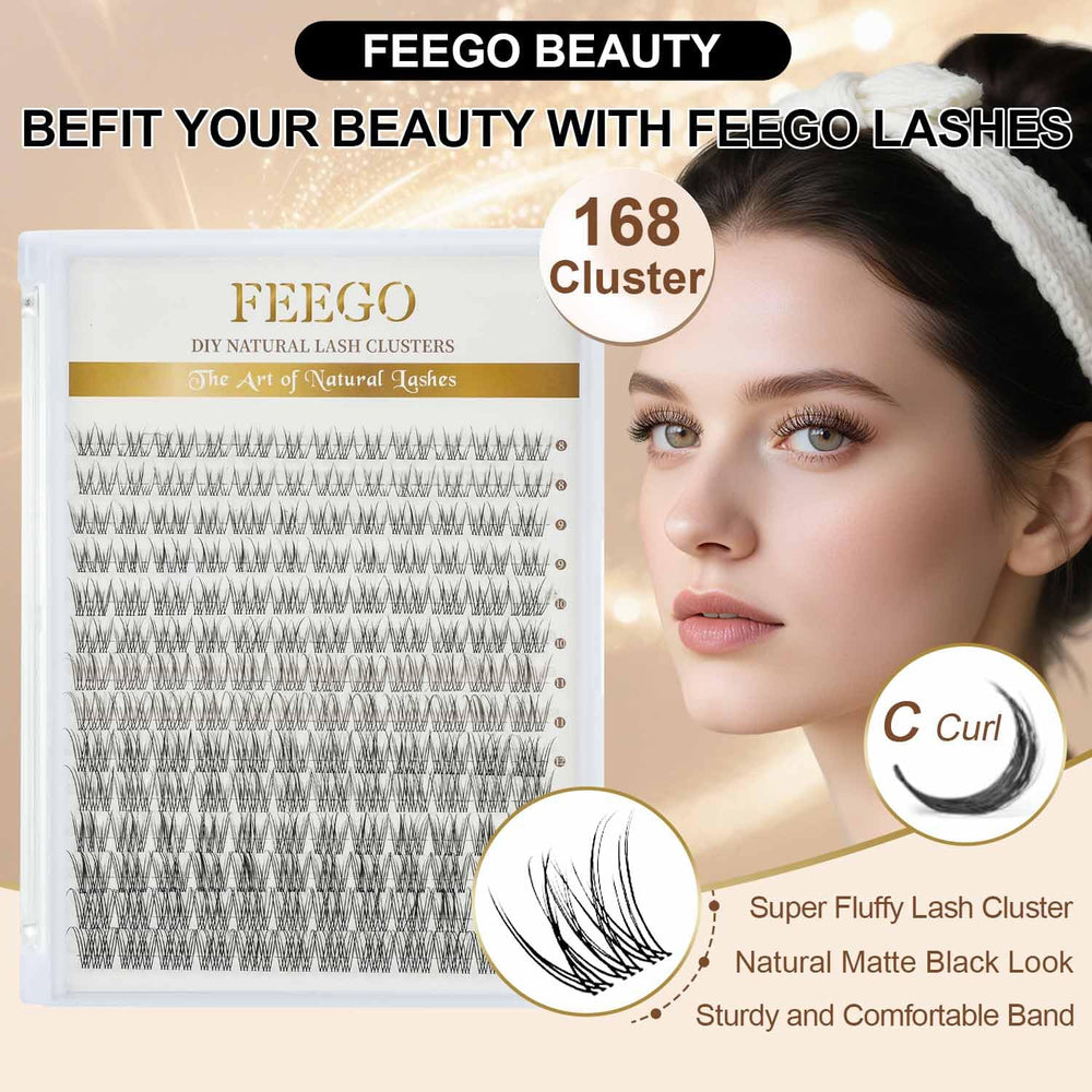 Feego lash cluster cross-design blends with your lashes for seamless fullness