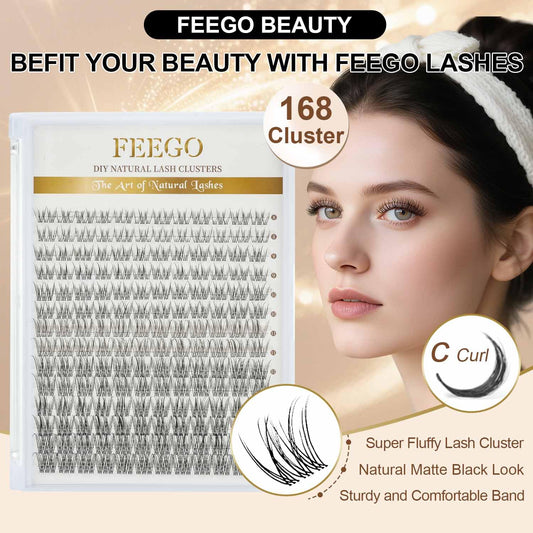 Feego lash cluster cross-design blends with your lashes for seamless fullness