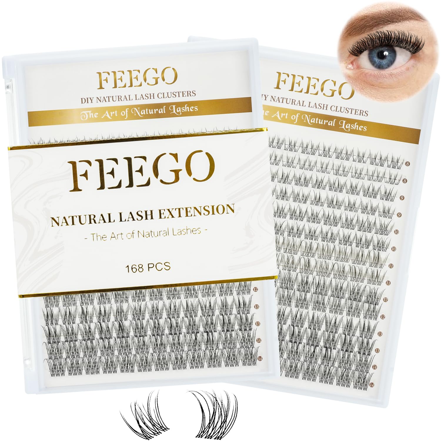 Feego lash clusters kit 168pcs provides a natural-looking at-home lash upgrade