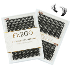 FEEGO lash extension kit featuring fluffy 9-16mm lashes for voluminous, natural look
