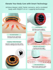 FEEJOY pulse therapy dial demonstrates adjustable settings for personalized suction and heat combos.