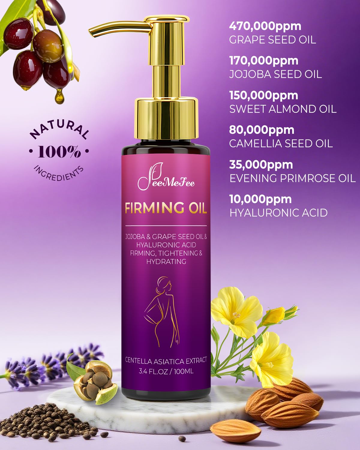 FeeMeFee oil applied after shower for fast hydration and glow