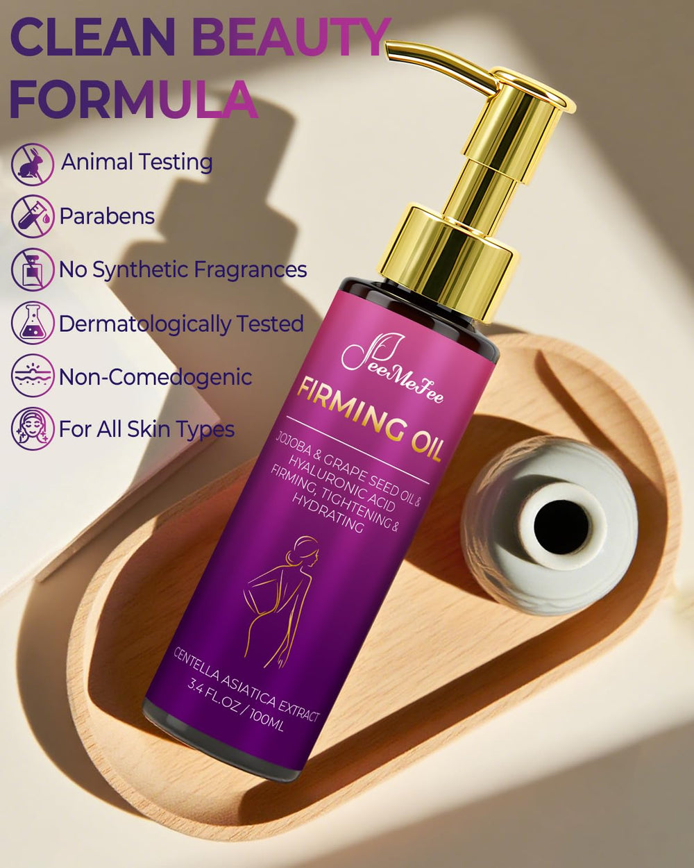 FeeMeFee formula with grape seed, jojoba, and almond ingredients