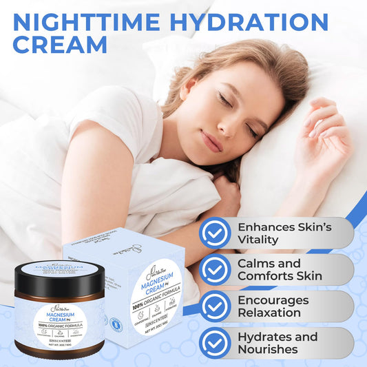 FeeMeFee magnesium lotion highlights coconut oil for deep hydration.