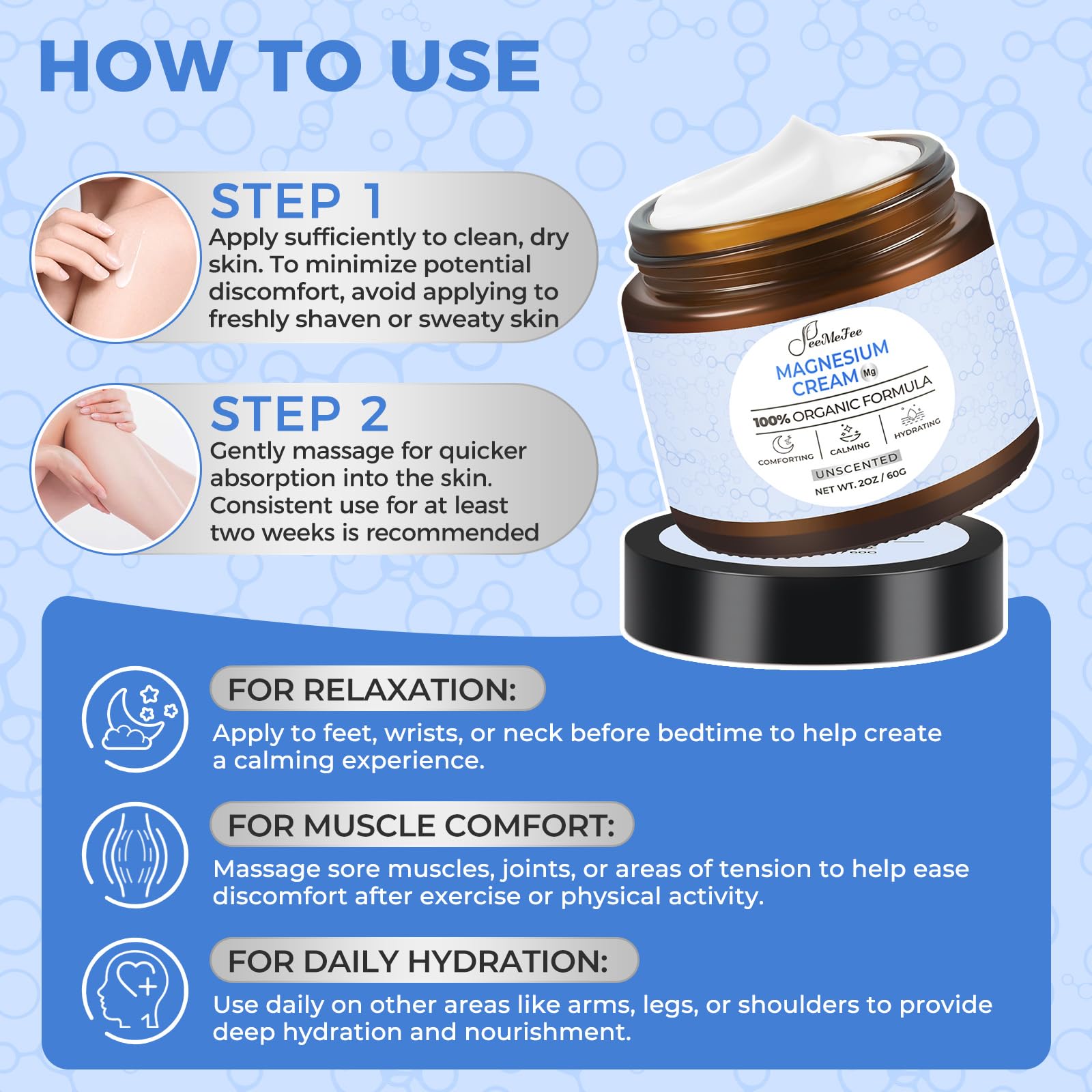 FeeMeFee magnesium lotion safe for adults and kids with sensitive skin.
