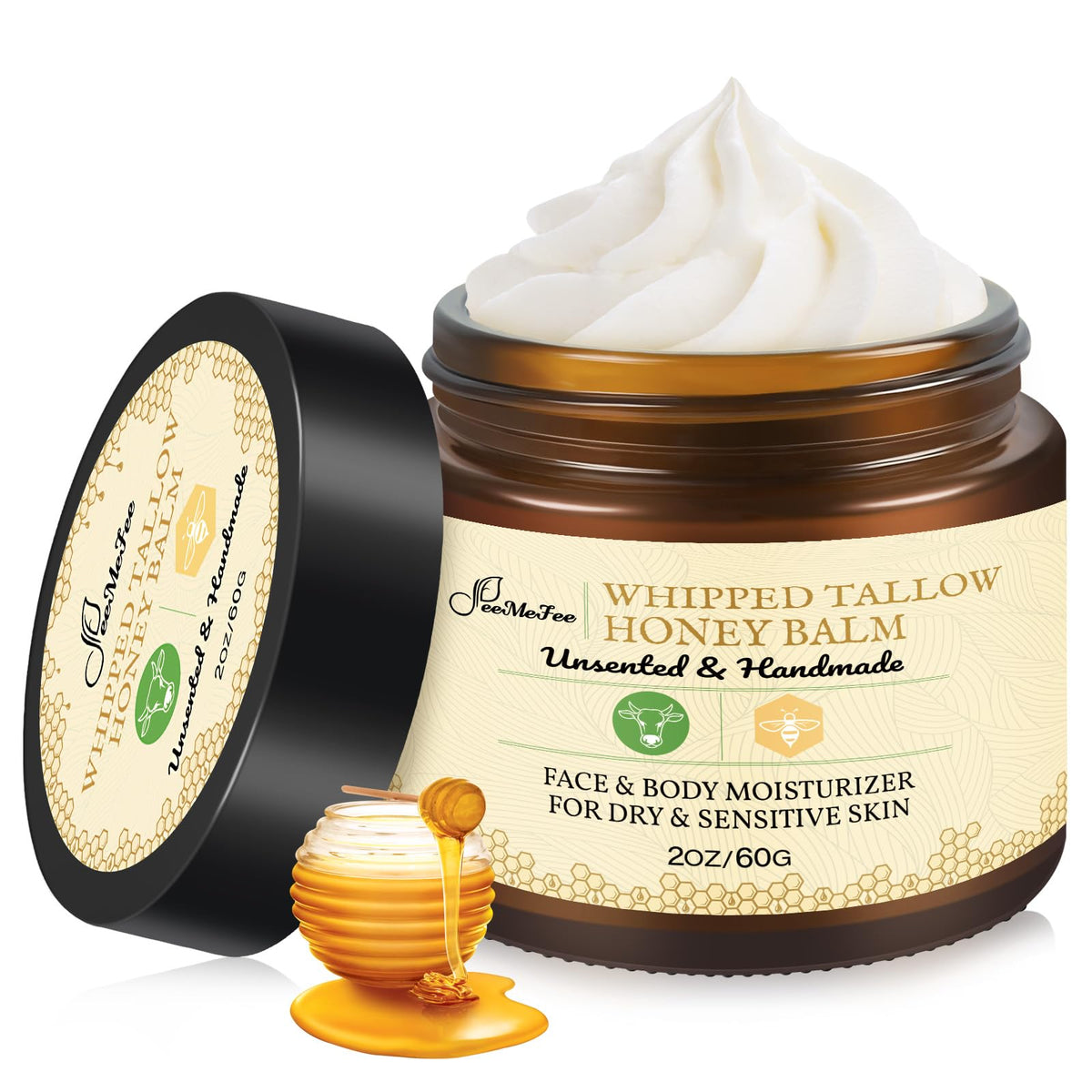 FeeMeFee beef tallow face cream whipped texture for lightweight hydration.
