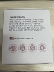 FeeMeFee Wild Yam Cream swirl emphasizes plant-based formula for sensitive skin.
