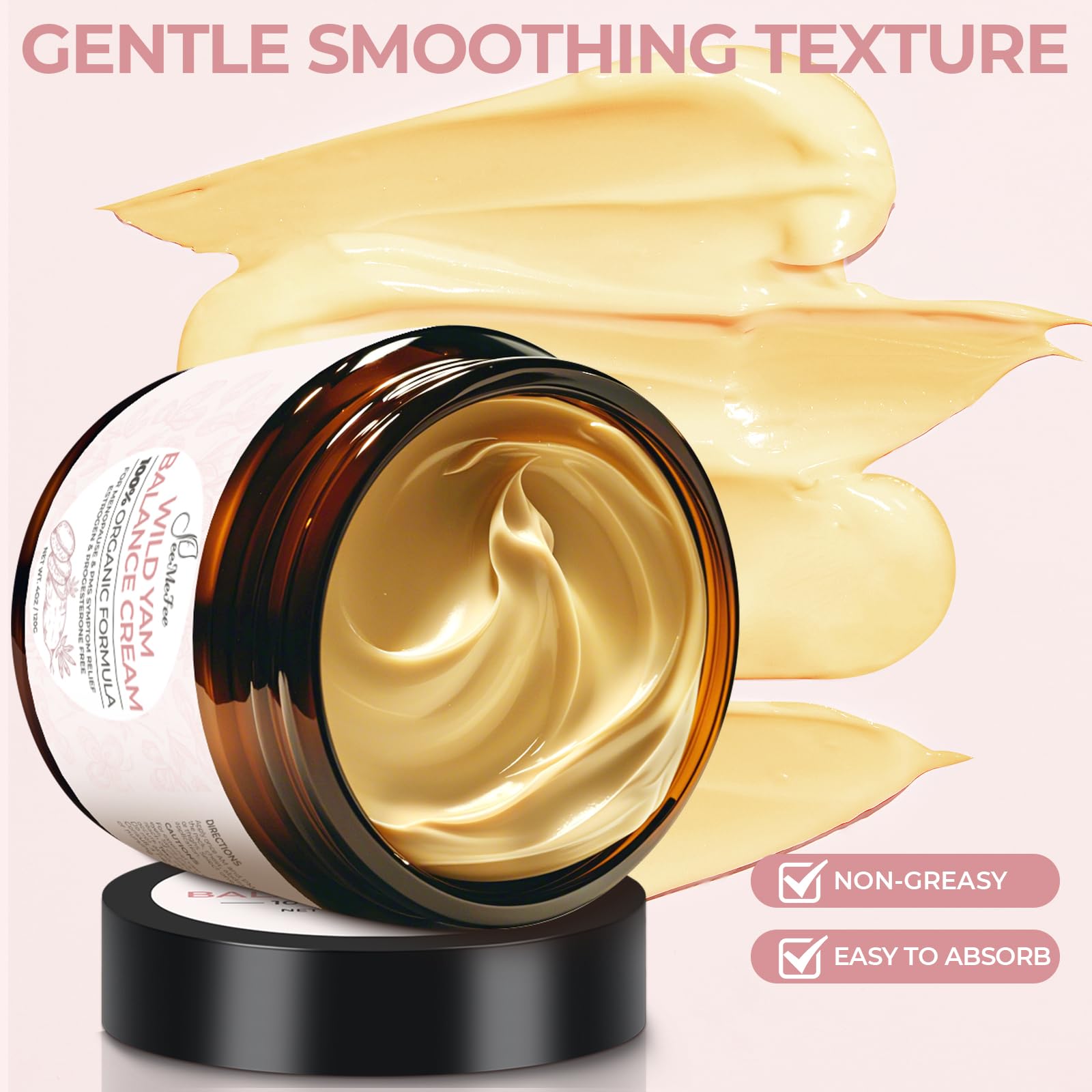FeeMeFee Wild Yam Cream with frankincense and lavender conveys calming vibe.