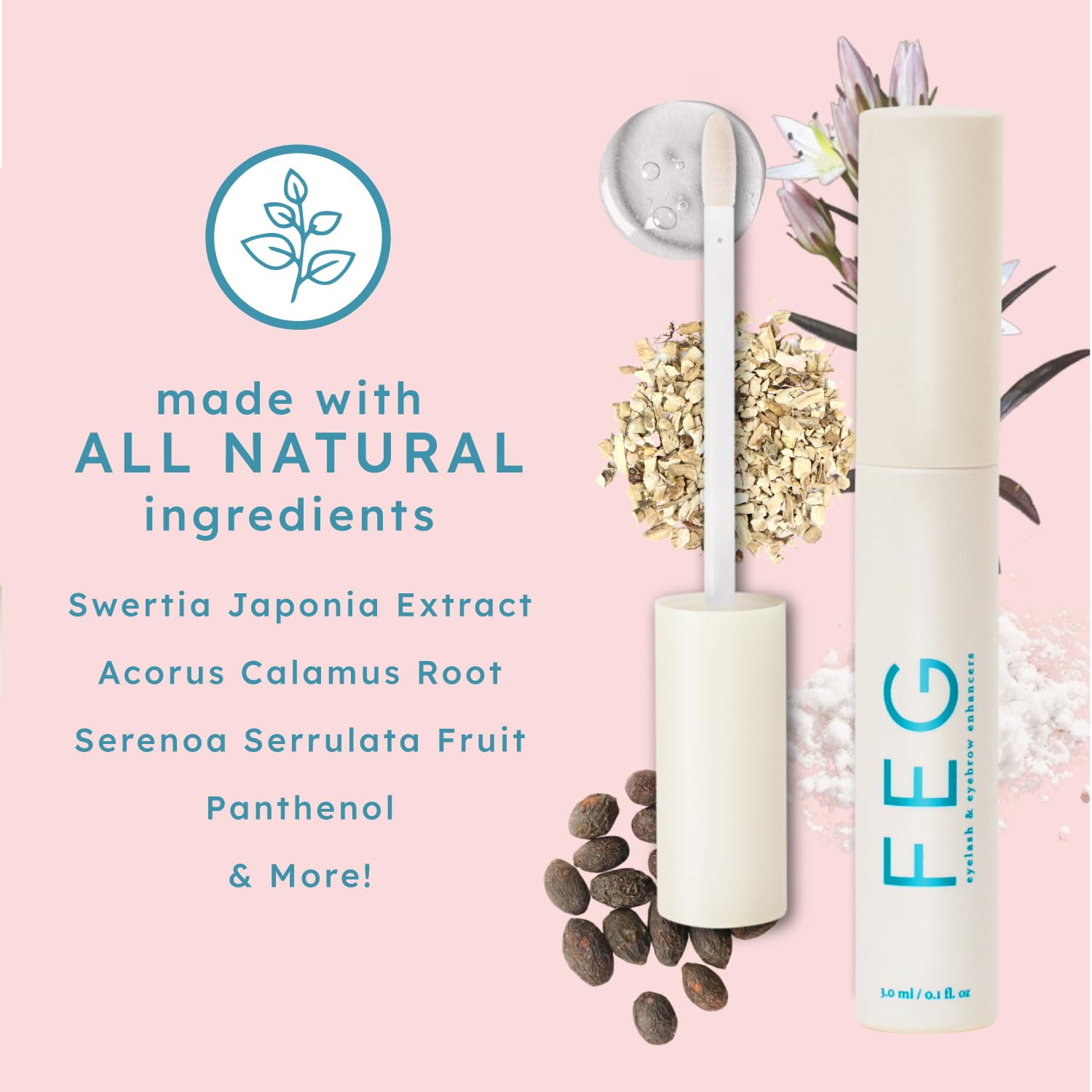 FEG Eyebrow Enhancer Serum daily-use bottle highlighting simple routine.