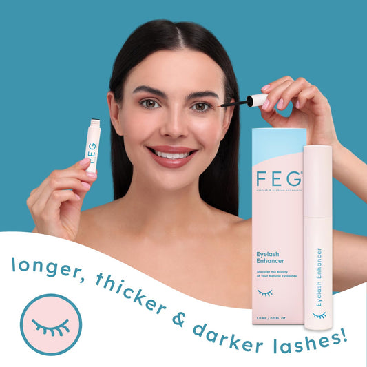FEG eyelash serum applicator ready for precise nightly application.