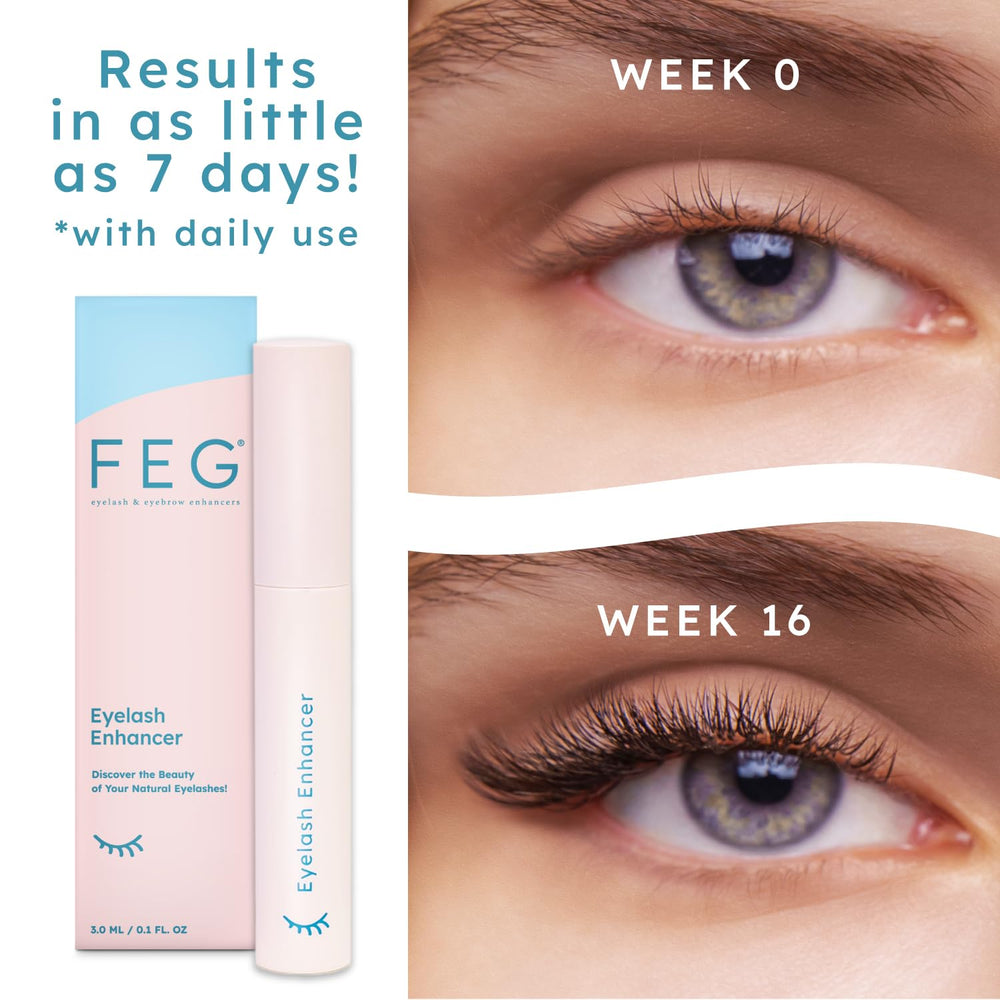 FEG natural ingredients highlight a gentle, paraben-free formula for sensitive eyes
