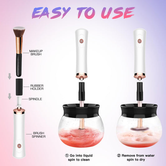 FEIMINI brush cleaner with bowl shows efficient spin-dry cycle.