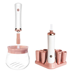 FEIMINI makeup brush cleaner machine front view shows quick cleaning action.