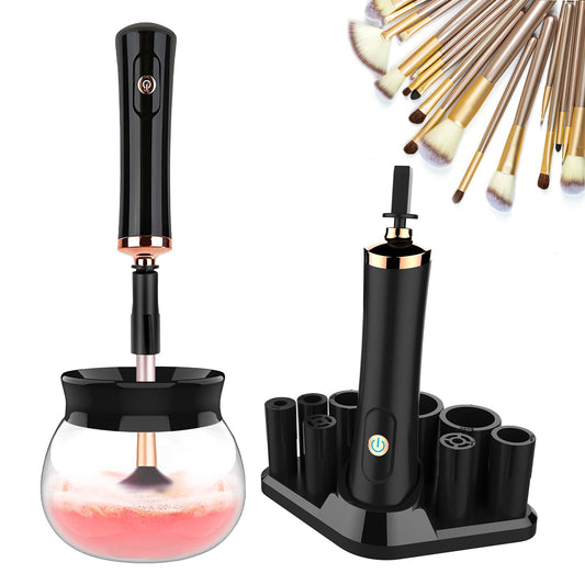 FEIMINI makeup brush cleaner spinner-attachment for quick, thorough cleaning.