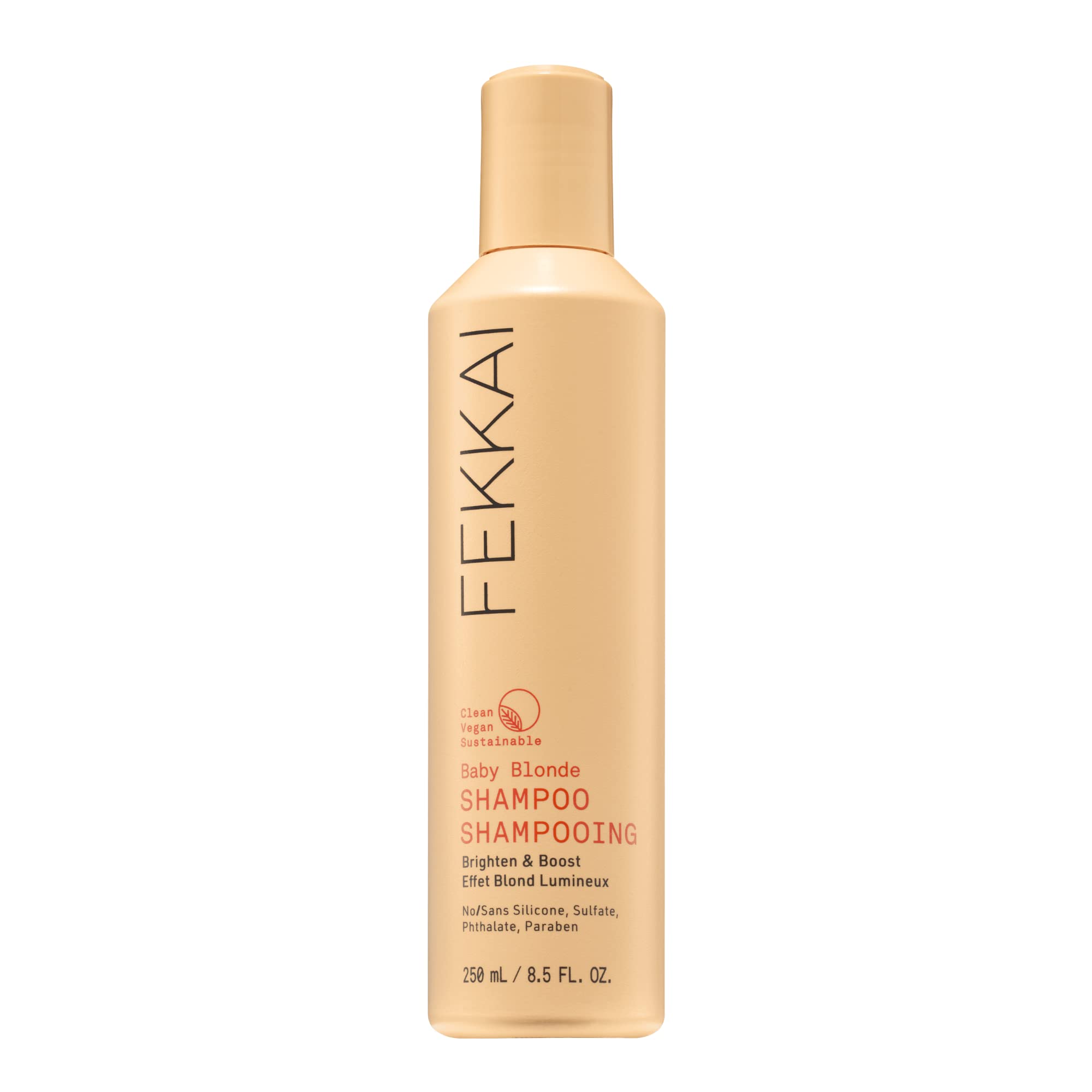 Fekkai Baby Blonde Shampoo bottle front showing vegan, sulfate-free formula for blonde hair