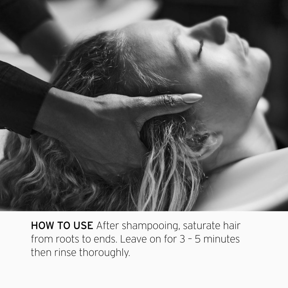 Color-treated hair using FEKKAI Blonde Rx mask for refreshed tone