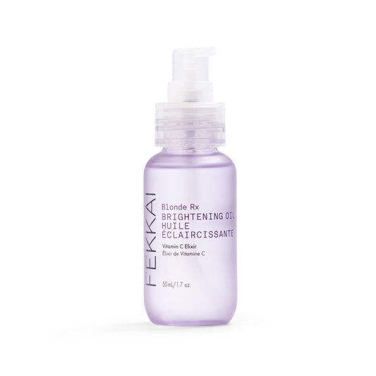 FEKKAI Blonde Rx Brightening Oil bottle pour for smooth, color-treated hair.
