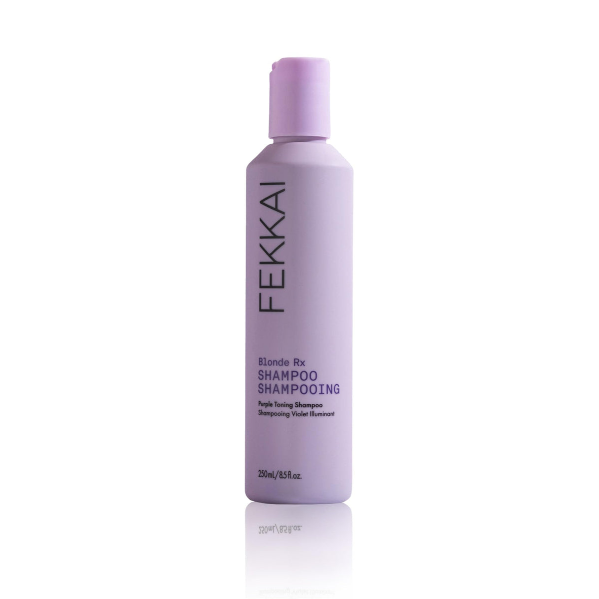 Fekkai Blonde Rx Purple Shampoo bottle with violet pigments neutralizing brass.