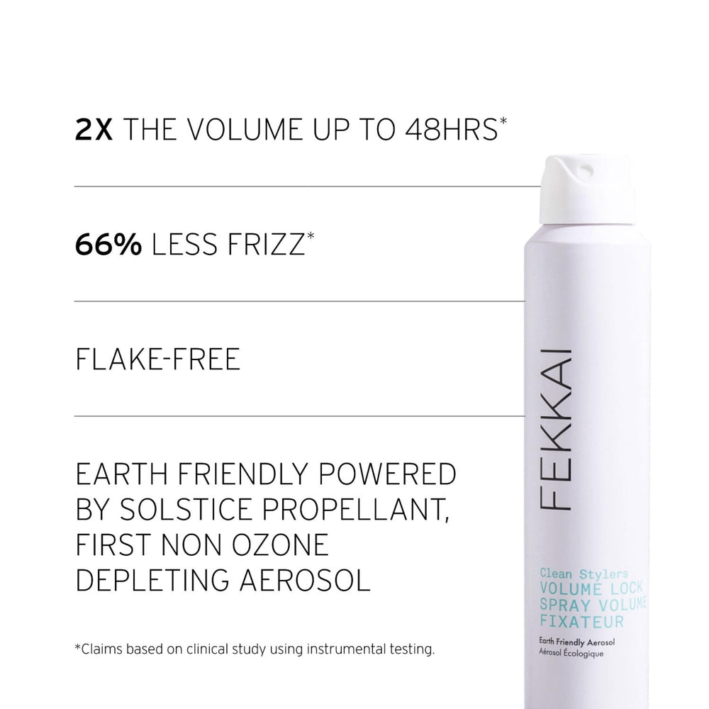 Vegan and cruelty-free FEKKAI hairspray formula reflects clean beauty standards.