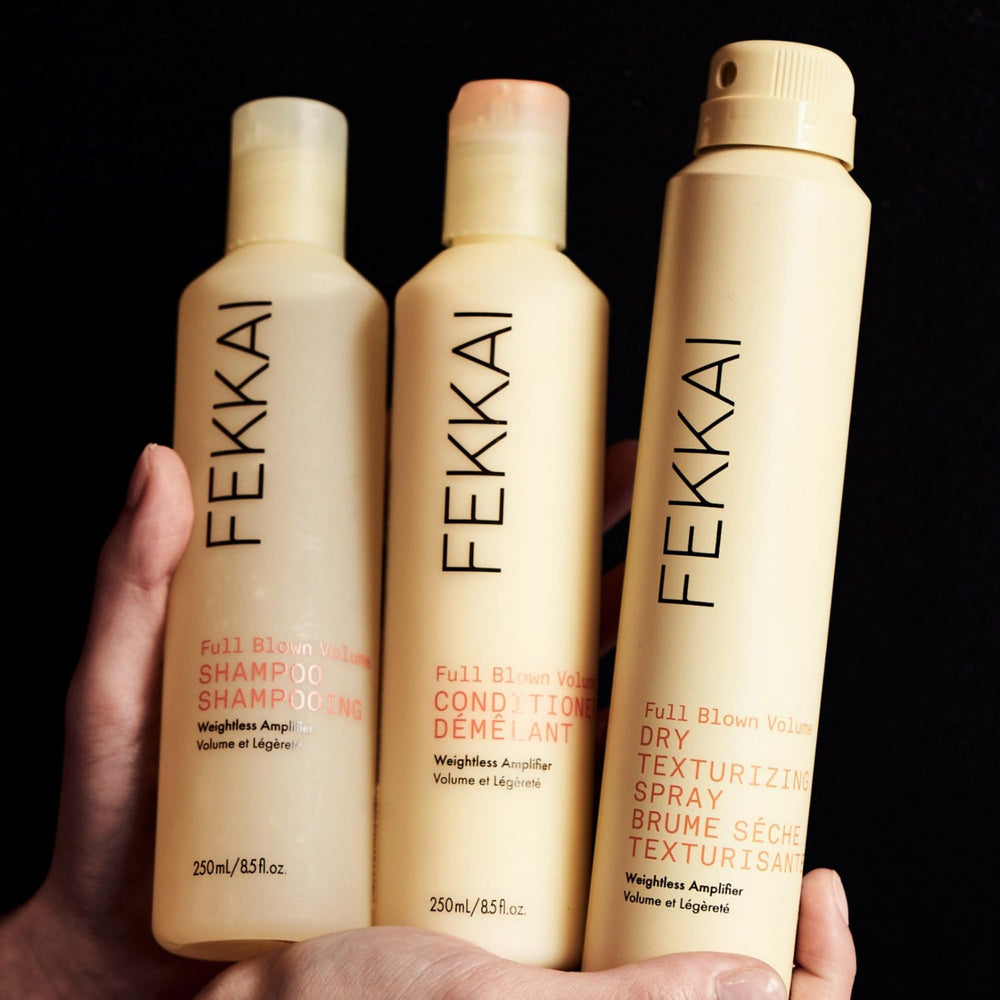 Fekkai Full Blown Volume Shampoo packaging with sustainable messaging