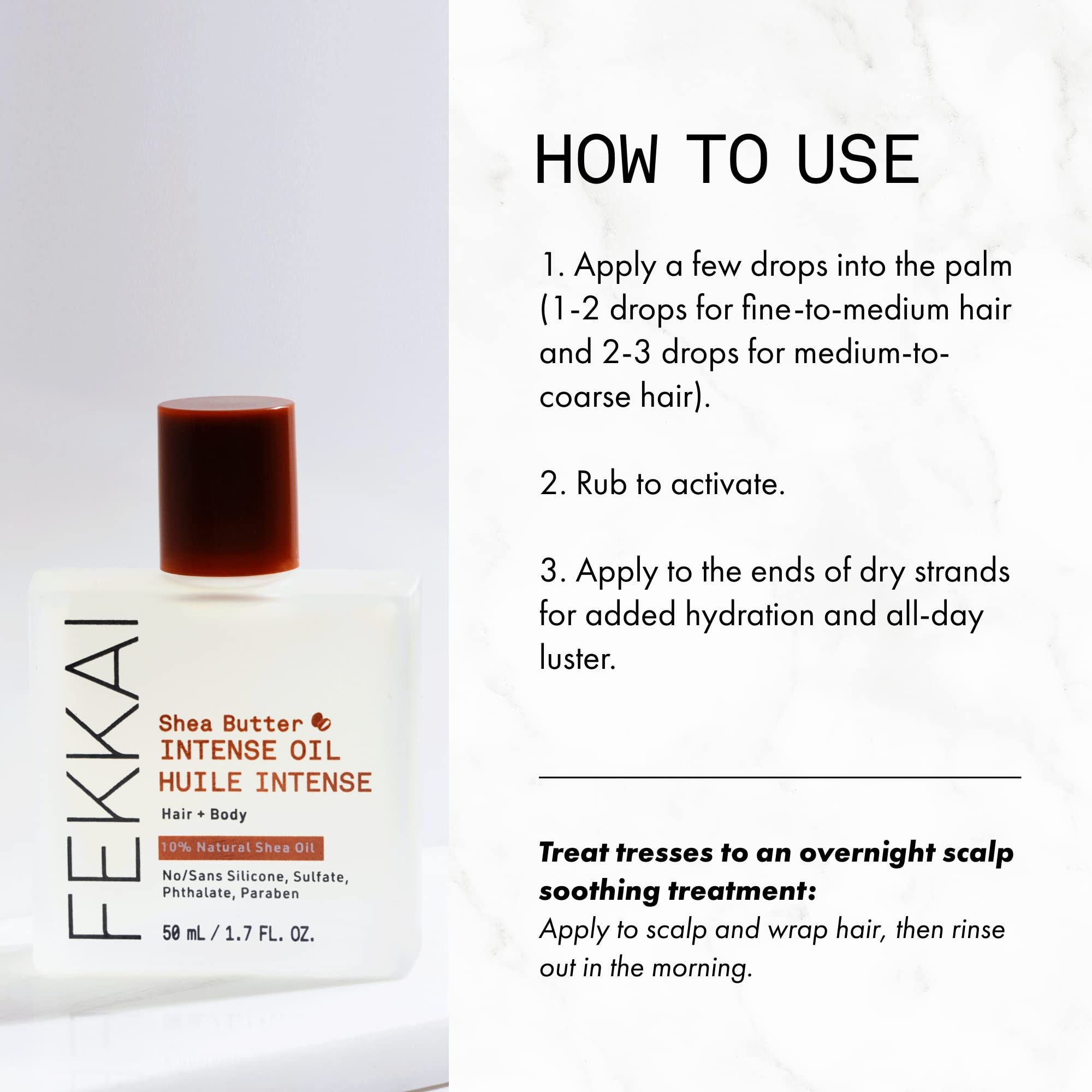 Fekkai Shea Butter Intense Oil texture swirl shows silky finish.