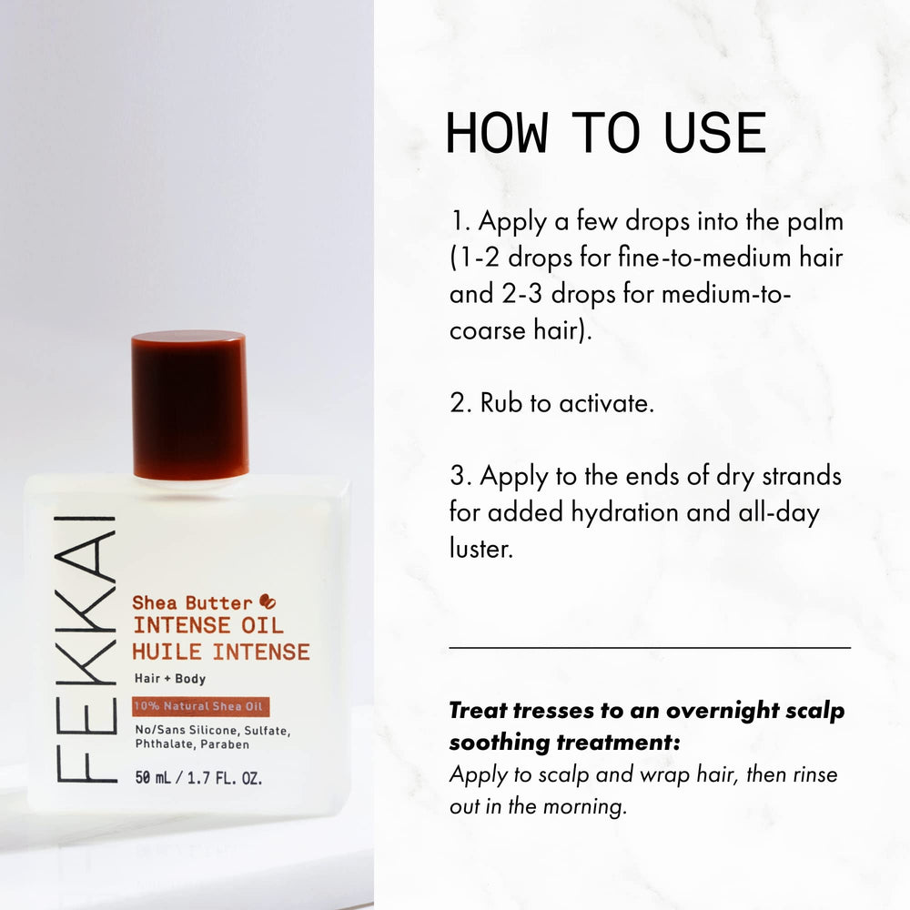 Fekkai Shea Butter Intense Oil texture swirl shows silky finish.