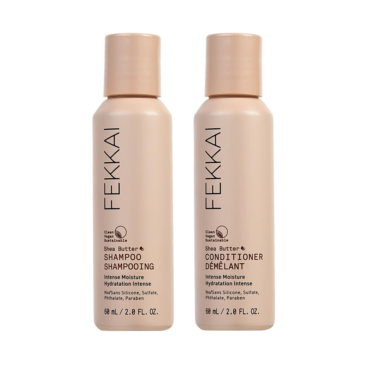 FEKKAI Shea Butter Shampoo bottle with 2oz packaging for moisture boost