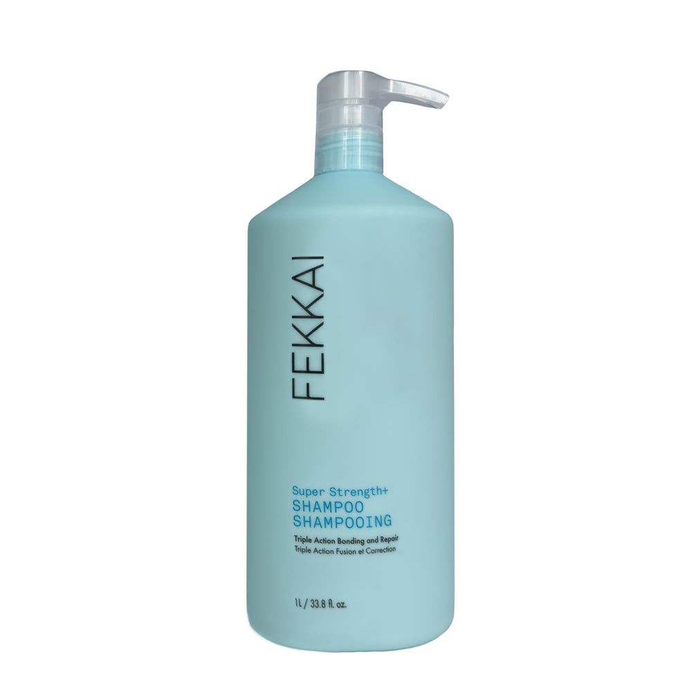 Fekkai Super Strength+ bottle pour for easy application and bond protection during washing.