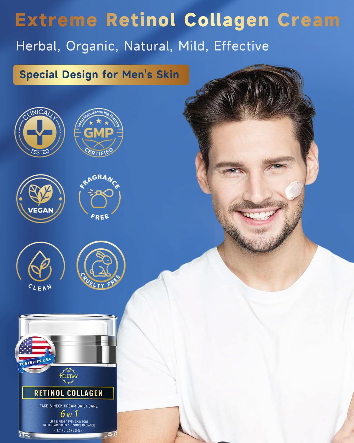 Felicemy cream on hand shows smooth texture and quick absorption.