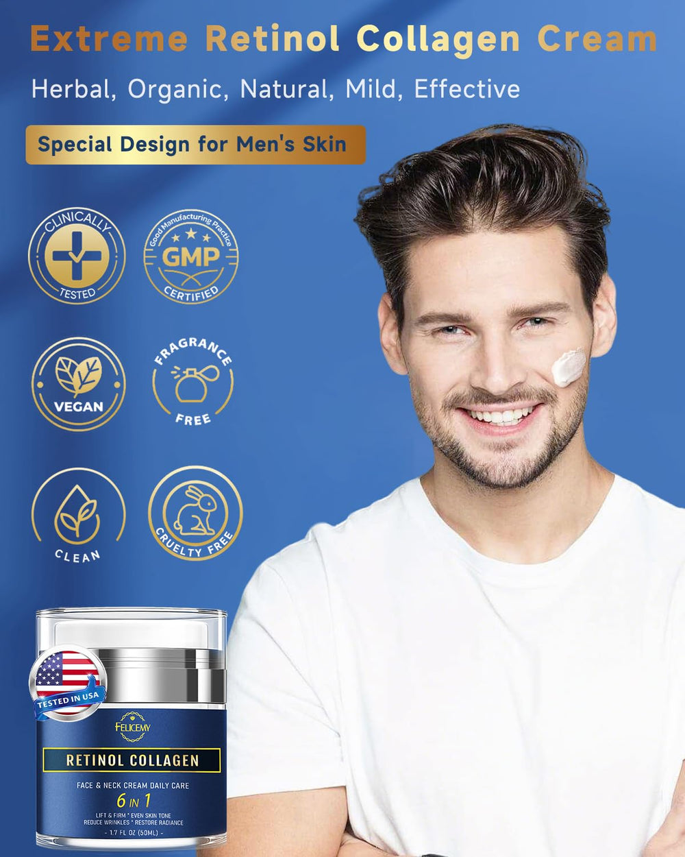 Felicemy cream on hand shows smooth texture and quick absorption.