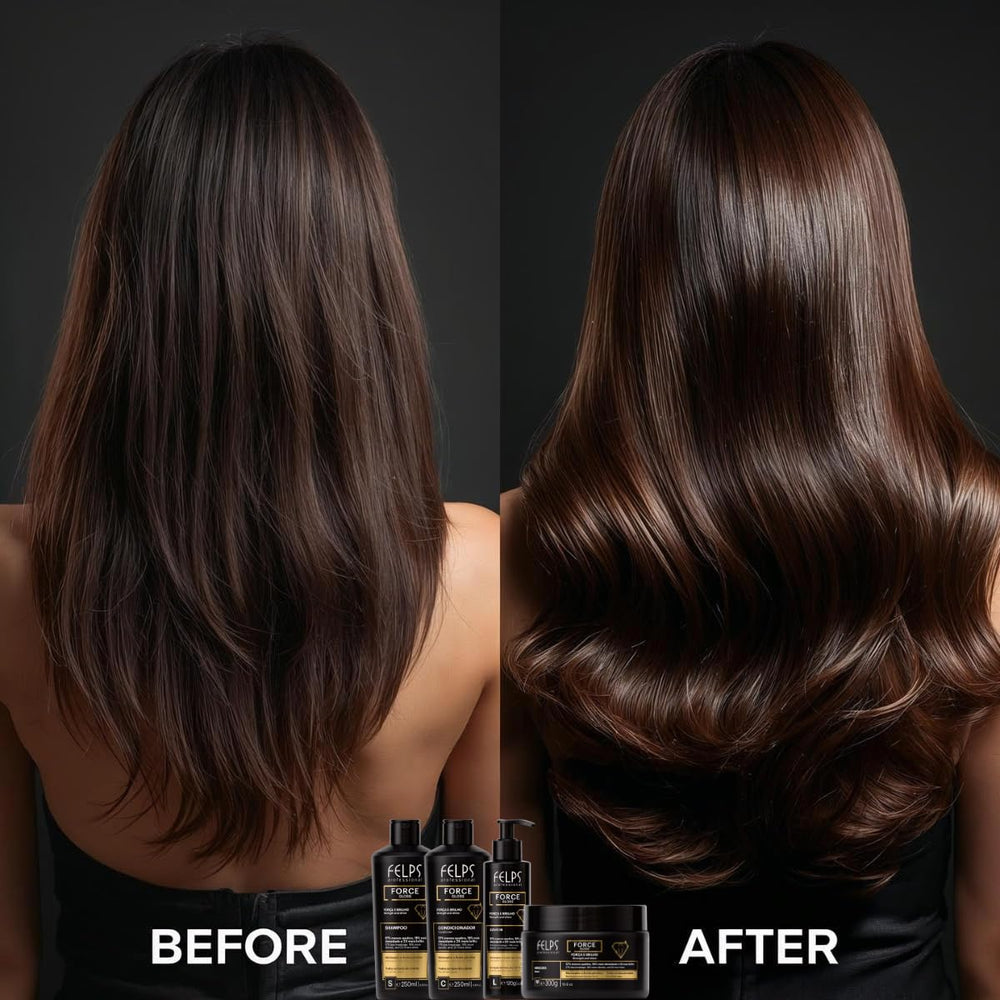Felps Professional Force Gloss Leave-In on damp hair supports stronger, smoother lengths.