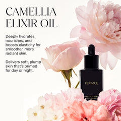 Dropper dispensing FEMMUE Camellia Elixir for fast absorption