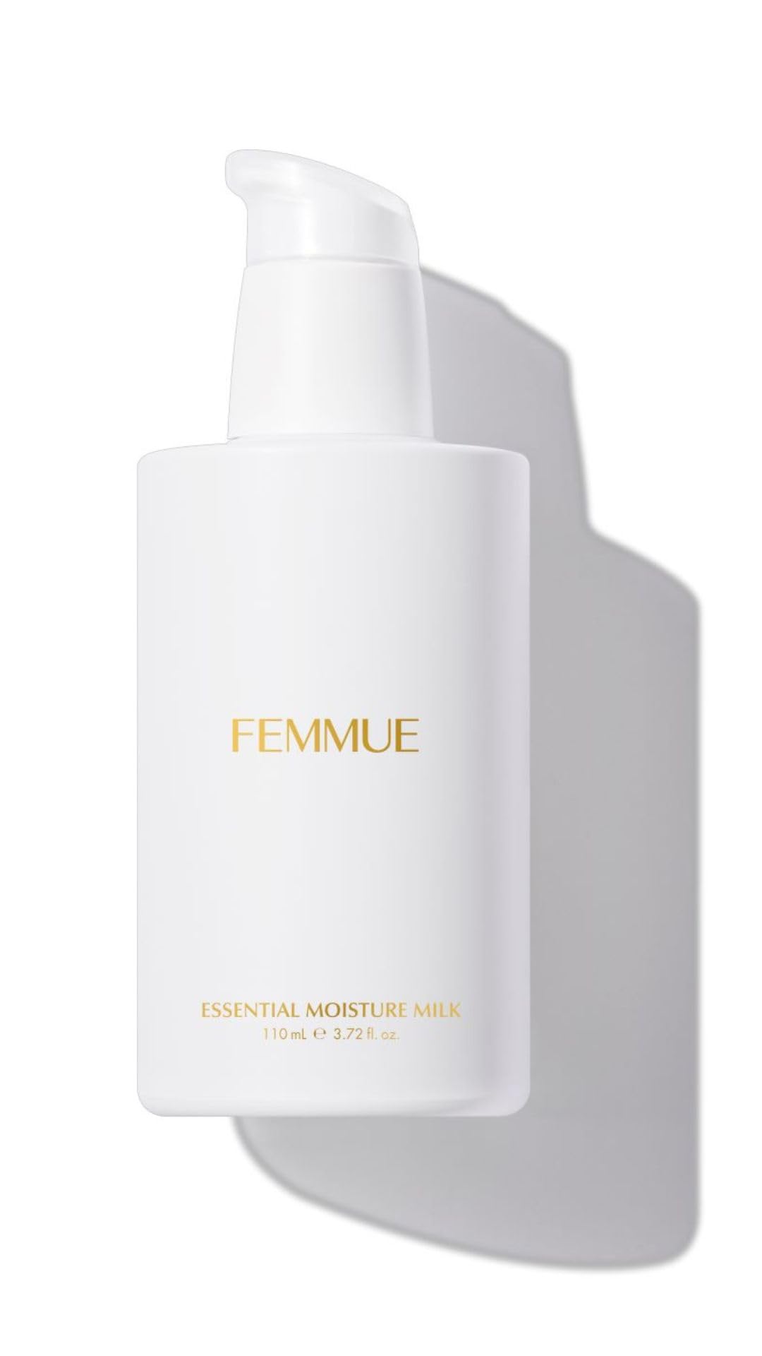 FEMMUE Essential Moisture Milk bottle pump delivering quick hydration for daily use