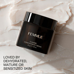 FEMMUE Lumière Cream bottle in bright morning light, premium skincare ritual inspiration.