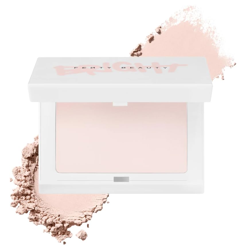 Fenty Beauty Bright Fix Rose Quartz compact with soft-focus powder for long-wear finish.
