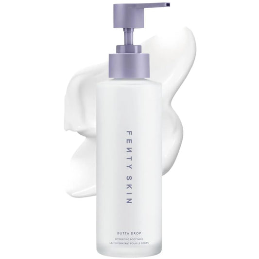 Fenty Beauty Butta Drop Hydrating Body Milk bottle with Fenty Fresh scent for quick hydration and radiant skin