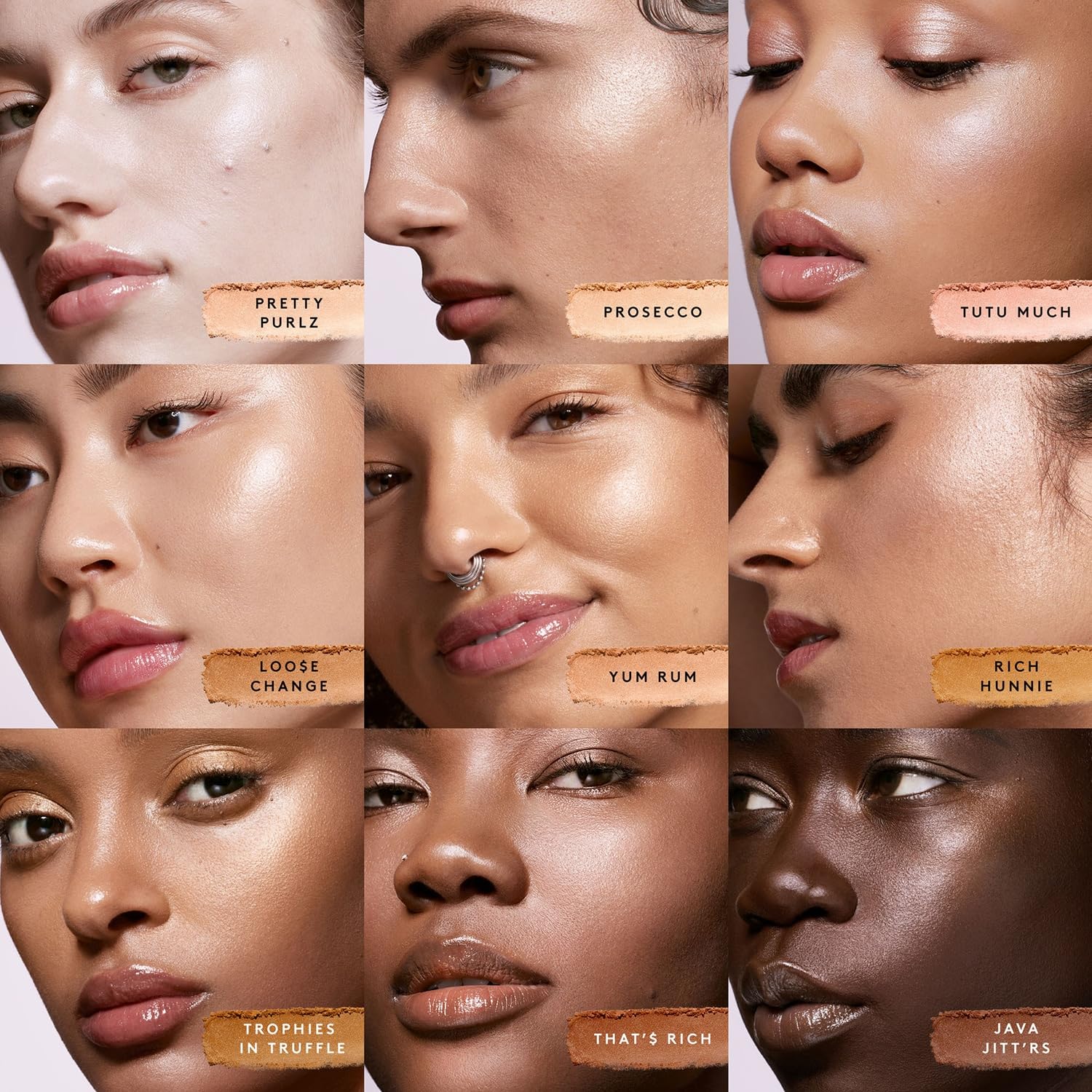 Demi'Glow application on cheek highlighting sweat-resistant radiance and long-lasting finish.